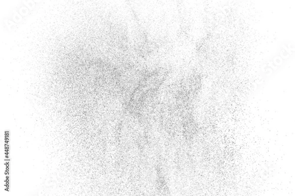 Fototapeta Distressed black texture. Dark grainy texture on white background. Dust overlay textured. Grain noise particles. Rusted white effect. Grunge design elements. Vector illustration, EPS 10.