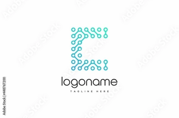 Fototapeta letter C dot technology logo design