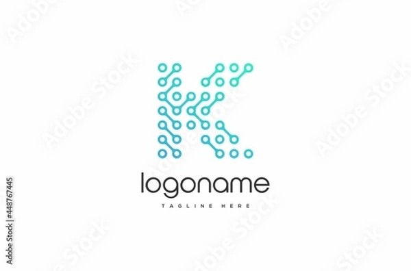 Fototapeta letter K dot technology logo design