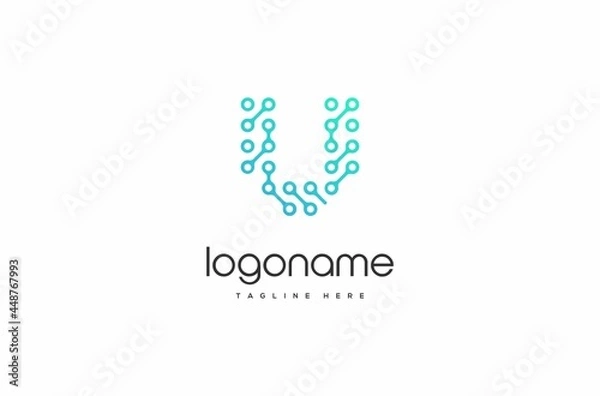 Fototapeta initial letter V dot technology logo design
