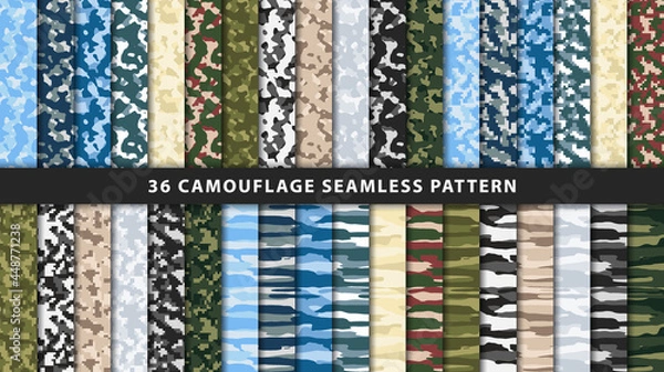 Fototapeta Collection military and army camouflage seamless pattern