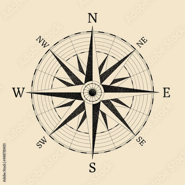 Obraz Old compass icon. Vector illustration EPS 10