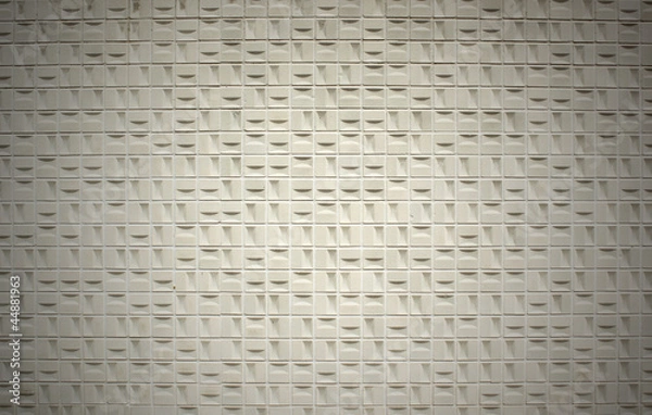 Fototapeta A base of white square ceramic tiles background or texture