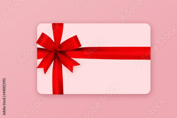 Fototapeta Karta podarunkowa z czerwoną kokardą