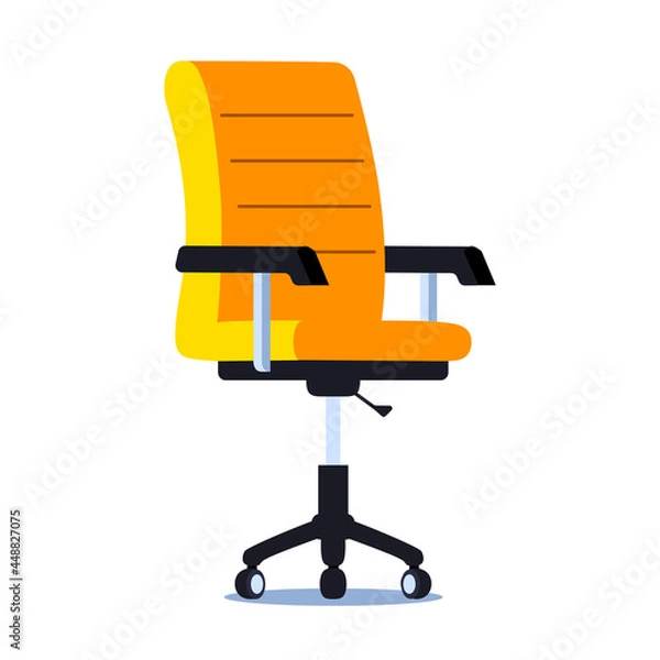Fototapeta Office chair vector icon. Flat vector illustration of an empty office desk chair front view.