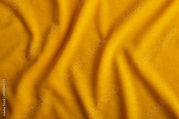 Fototapeta Yellow wrinkle cloth fabric texture surface for background or wallpaper.