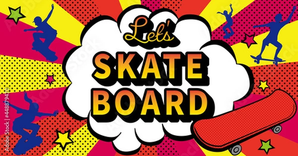 Fototapeta アメコミ風　スケボーイラストデザイン