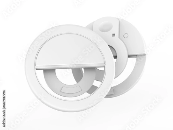 Fototapeta Blank mobile clip on selfie ring light template, 3d render illustration.