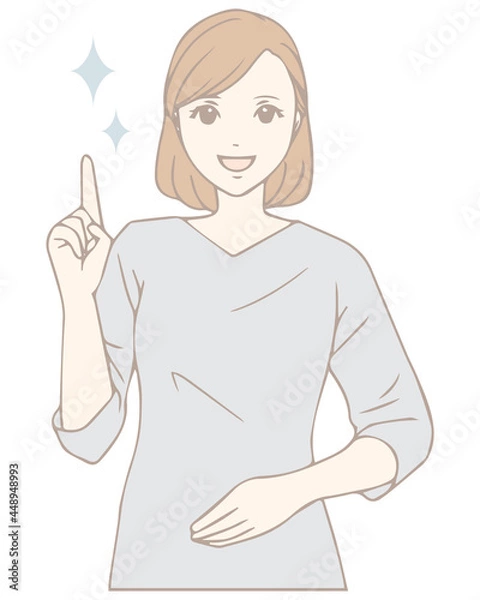 Obraz 指をさしている女性（パステルカラー）