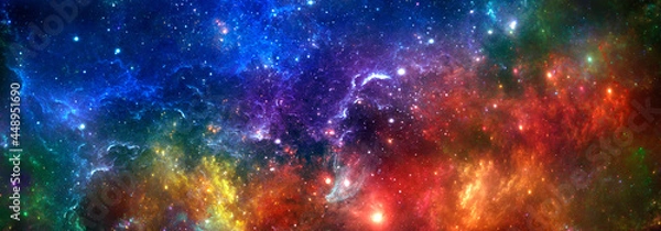 Fototapeta Abstract space background with colorful nebula and stars