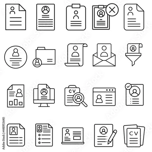 Fototapeta CV icon vector set. Resume illustration sign collection. user data user data.