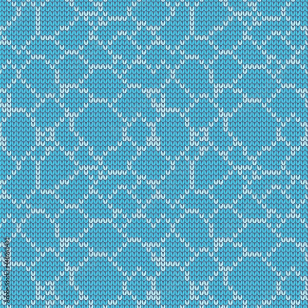 Fototapeta Knitted sea pattern. Summer knitting design. Vector illustration.