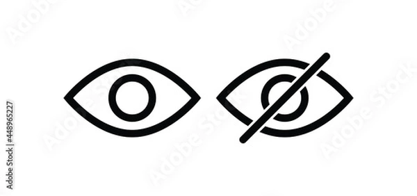 Obraz Visibility eye icons outline. Hide and unhide icons vector