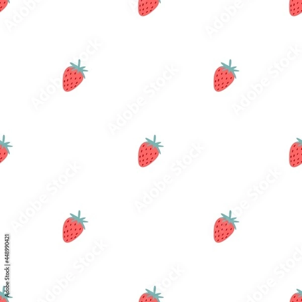 Fototapeta Seamless pattern with strawberries. Red and pink berries, vector illustration for application on fabric or paper