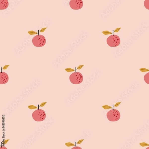 Fototapeta Seamless pattern with berries and fruits. Apple, orange, banana, strawberry, lemon. For application on fabric, paper, for a poster or decor