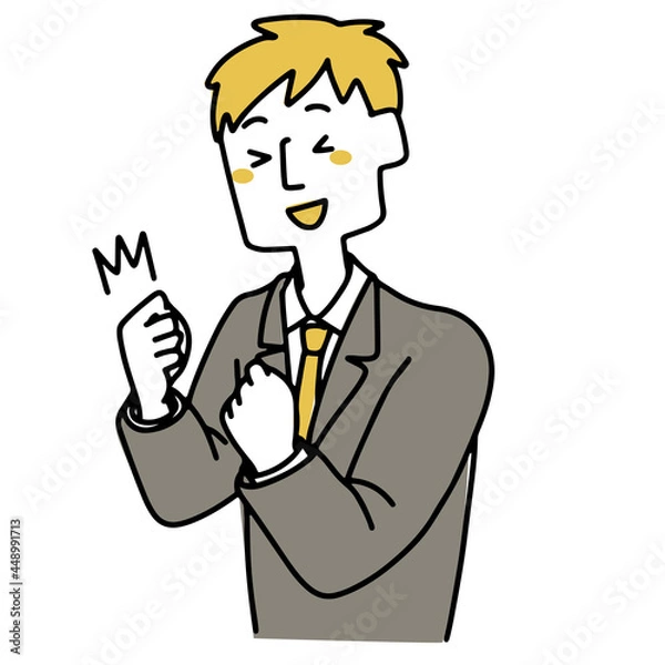 Fototapeta とっても嬉しそうなスーツの男性