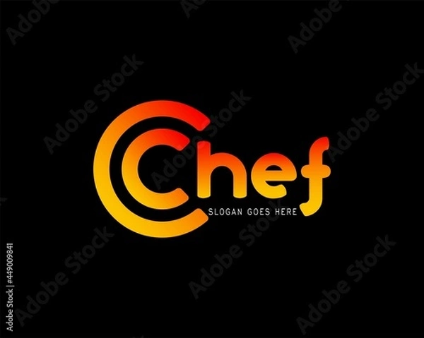 Obraz chef logo template, writing style isolated on black background