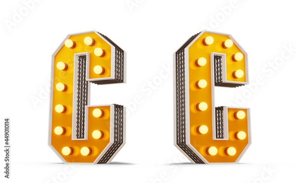 Fototapeta Broadway style light bulb alphabet, 3d rendering