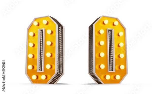 Fototapeta Broadway style light bulb alphabet, 3d rendering