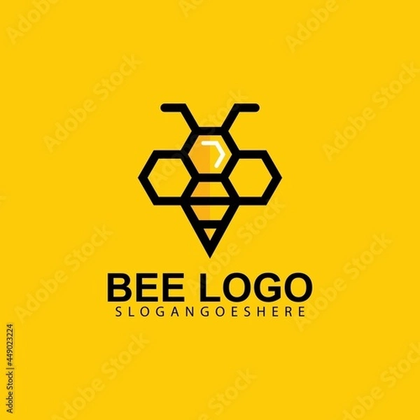 Fototapeta Bee Logo design vector template. Bug Logotype concept creative cute icon