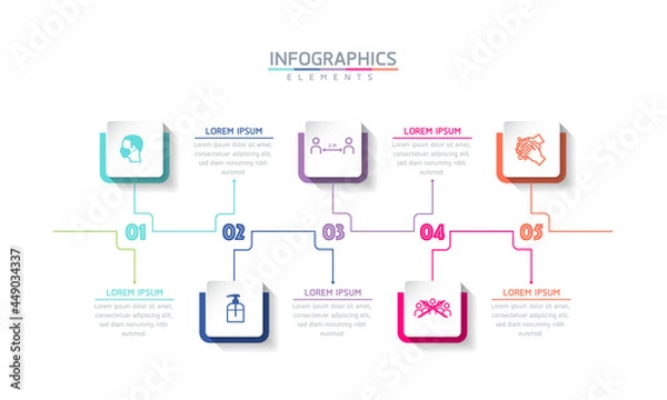 Fototapeta Vector illustration, infographics design, template, marketing, information, with 5 options or steps
