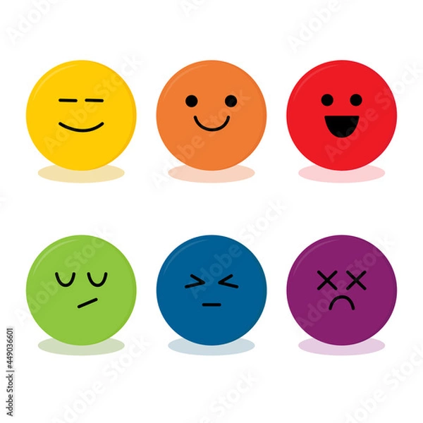 Fototapeta Emotion levels on the scale of different faces icon. Design element for feedback, review, rating, product review. set emoji with different emotions on white background. vector illustration