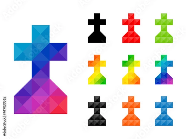 Fototapeta Set of colorful geometric tombstones design. Isolated on white background. Vector illustration.