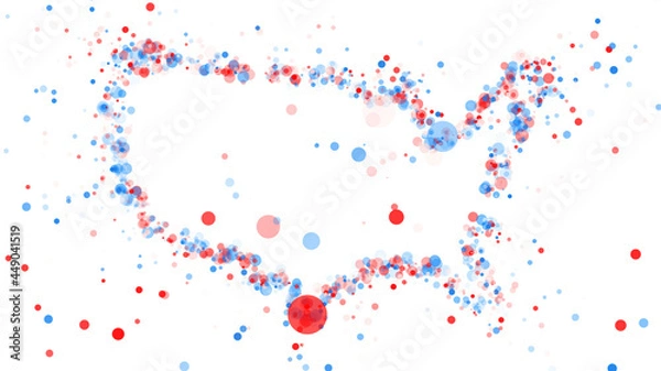 Fototapeta America, USA map created with particle effects