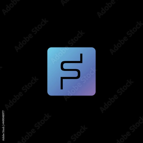 Obraz Initial letter FS logo icon design template. Black background.