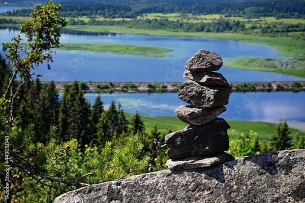 Obraz Little stone pyramids in Karelija