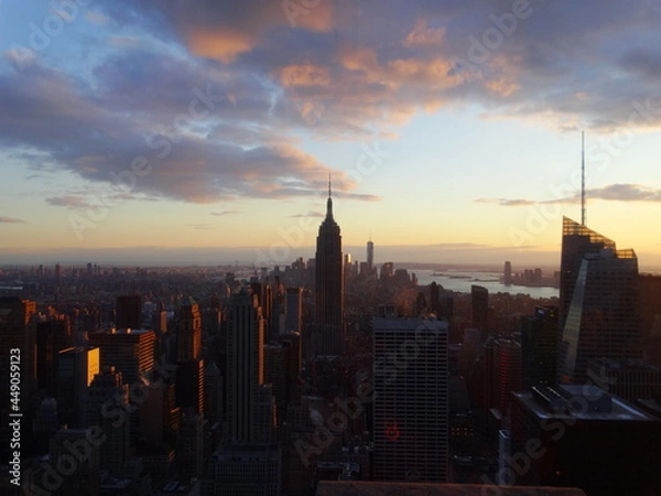 Obraz city skyline at sunset