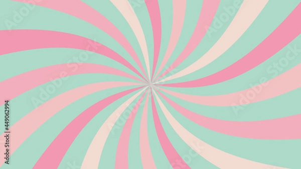 Fototapeta Curved rays on a green background. Spiral stripes. Sunburst background. Vector illustration.