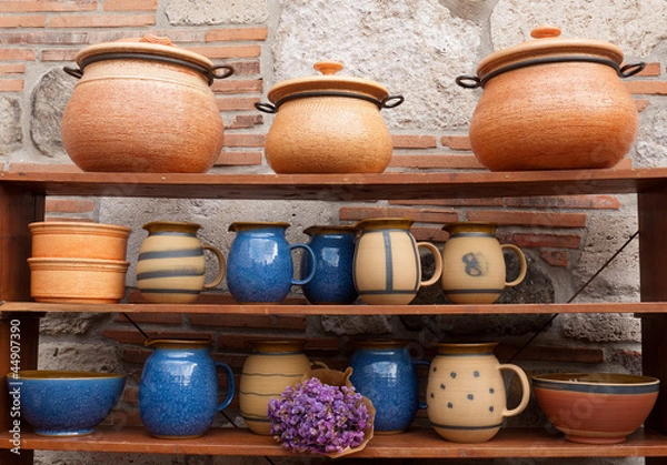 Obraz Rustic ceramic dishes at the market
