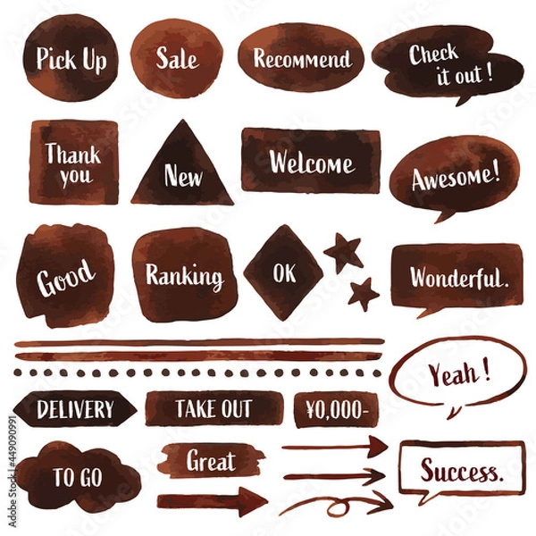 Obraz 手描き風水彩ブラウン飾りセット