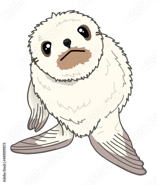 Obraz Fur Seal Cute Adorable Fun Hand Drawn Baby Animal Isolated On White