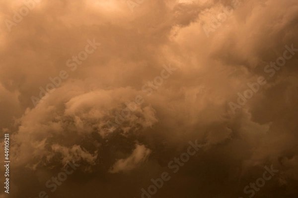 Fototapeta Stormy clouds post sunset evening Dark Thunder