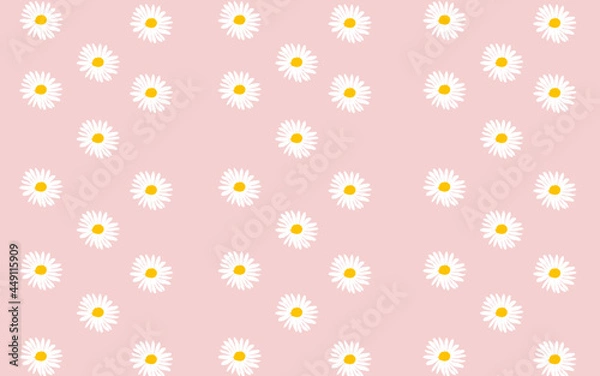 Obraz vector seamless pattern white daisy flower in pink background illustration