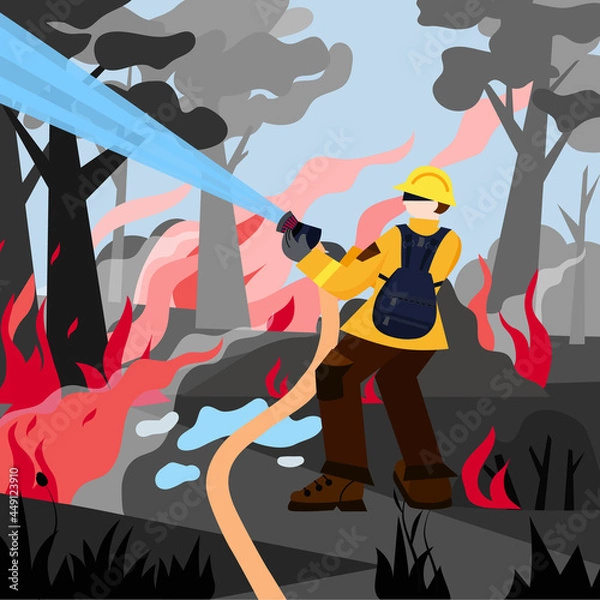 Fototapeta Fire in the forest vector design. Wildfire illustration