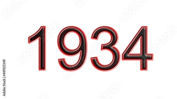 Obraz red 1934 number 3d effect white background