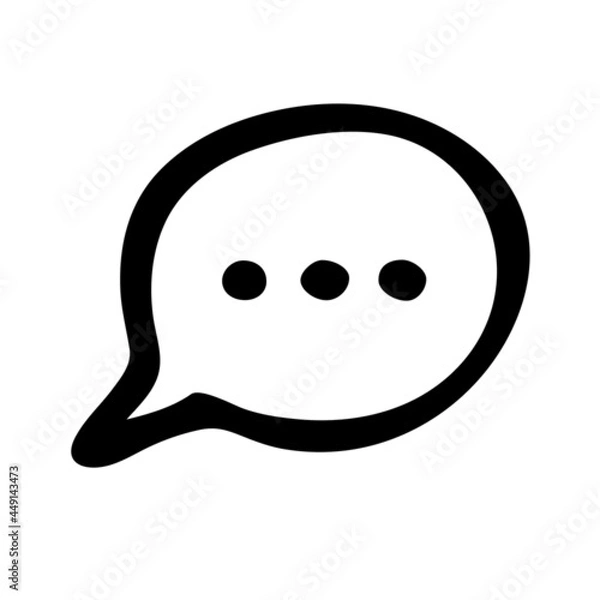 Fototapeta Dialog cloud icon with dots. Vector illustration in doodle style. Hand drawn