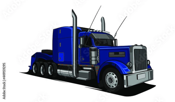 Obraz head semi truck trailer vector