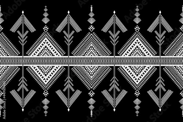 Obraz Ethnic geometric black and white seamless pattern