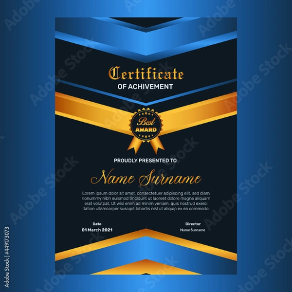 Fototapeta Modern abstract certificate of appreciation or award certificate design .