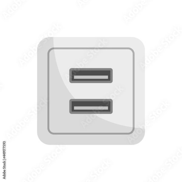 Fototapeta Usb power socket icon flat isolated vector