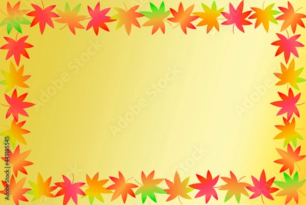 Fototapeta 紅葉した葉っぱのフレーム型のイラスト。
日本の秋のコンセプト。
