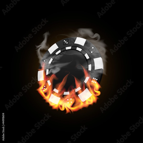 Obraz Casino Chip in Fire vector illustration