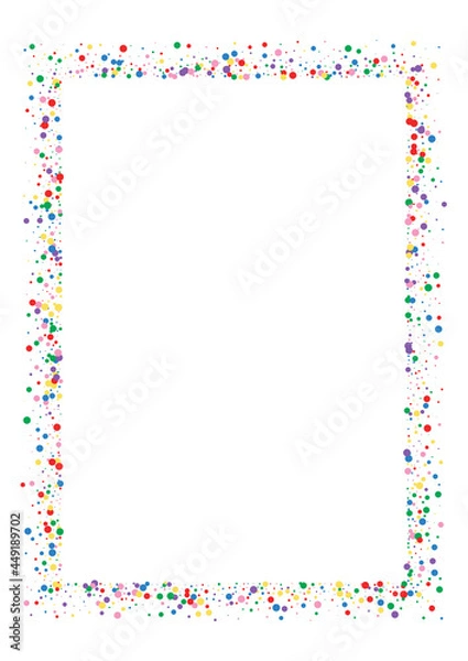 Obraz Blue Dot Holiday Texture. Circle Carnaval Background. Yellow Colorful Confetti. Orange Color Round Illustration.