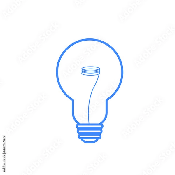 Fototapeta Light bulb blue outline icon. For application and website design.
