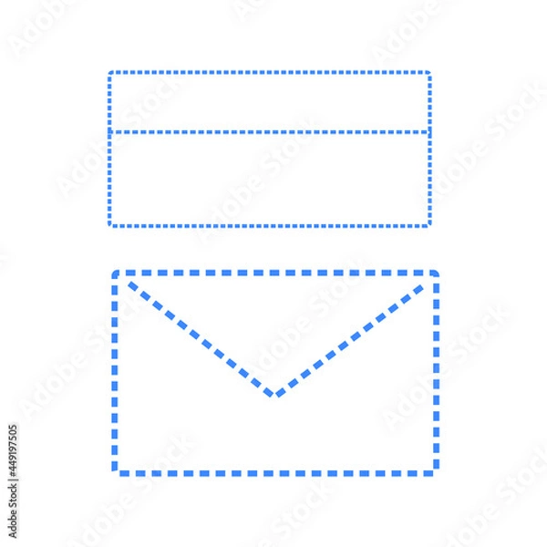 Fototapeta Envelope icons set. Blue outline. For website and application design.