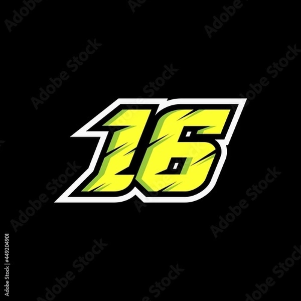 Obraz Racing number 16 logo on black background
